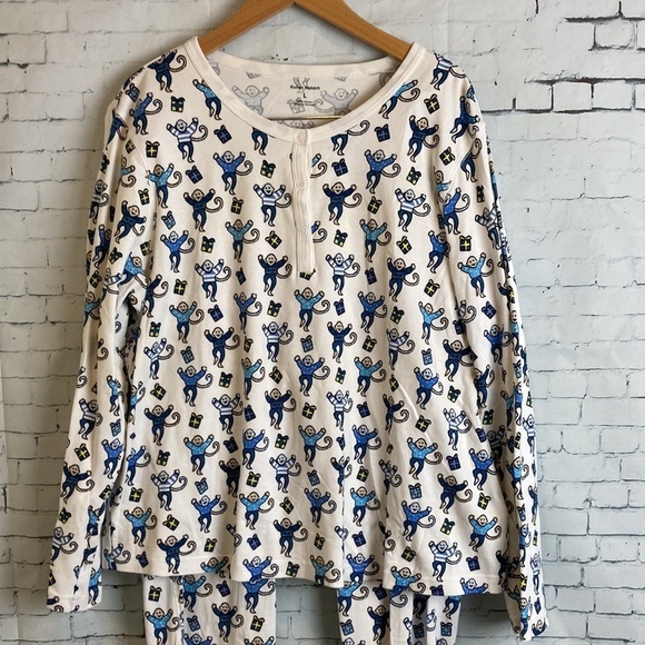 Roller Rabbit Monkey Nights 100% Cotton Pajama Set L Luxury Monkey Novelty Print - Picture 8 of 16